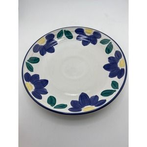 International Tablework Blue Napoli Stoneware Plate‎ 153 Blue Yellow Flower